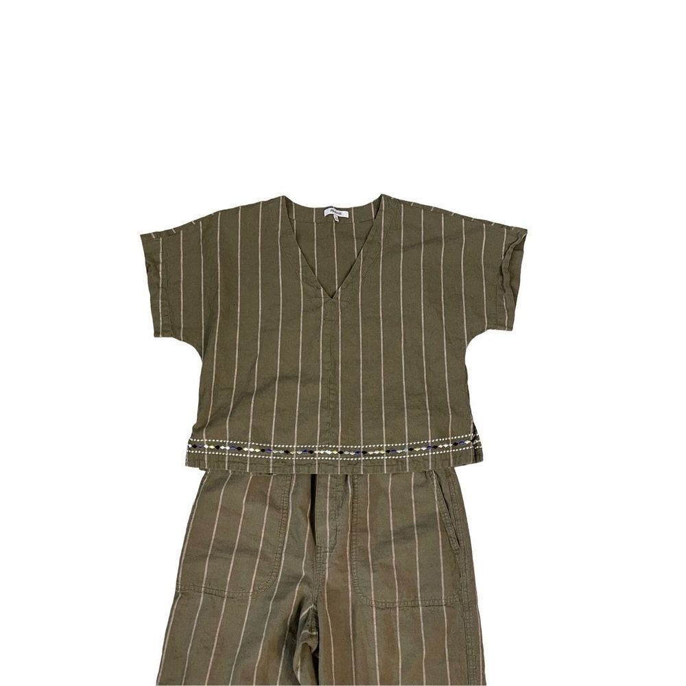 Madewell Linen Cotton Embroidered Top and Huston Cropped Pants Set size M - Picture 7 of 16